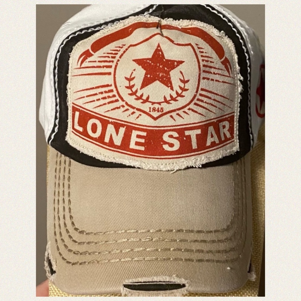 Lone Star “1845” Distressed Baseball Cap Hat Mesh Back - Picture 1 of 12